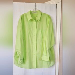 Foxcroft Women's‎ Wrinkle Free lime green long sleeve blouse size 18W